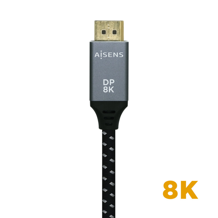 AISENS Cable Displayport V1.4 8k@60hz. DP/M-DP/M. Gris/Negro. 1.5m