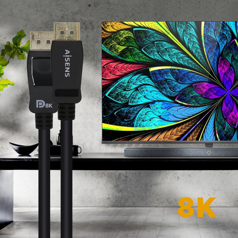 AISENS Cable Displayport Certificado V1.4 8k@60hz. DP/M-DP/M. Negro. 2.0m