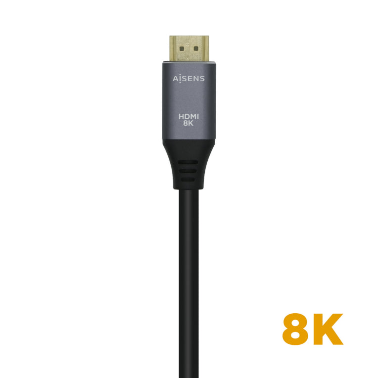AISENS Cable HDMI V2.1 Ultra Alta Velocidad / HEC 8k@60Hz 48Gbps. A/M-A/M. Gris/Negro. 0.5m