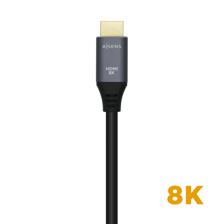 AISENS Cable HDMI V2.1 Ultra Alta Velocidad / HEC 8k@60Hz 48Gbps. A/M-A/M. Gris/Negro. 0.5m