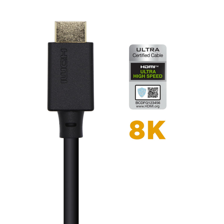 AISENS Cable HDMI V2.1 Ultra Alta Velocidad / HEC Certificado 8k@60Hz 48Gbps. A/M-A/M. Negro. 2.0m