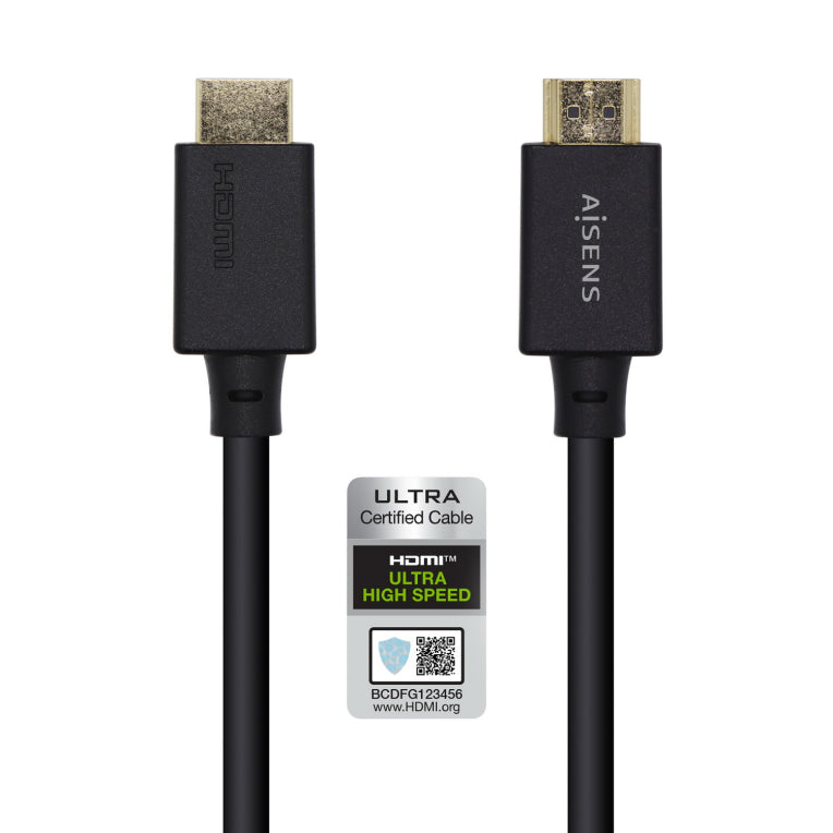 AISENS Cable HDMI V2.1 Ultra Alta Velocidad / HEC Certificado 8k@60Hz 48Gbps. A/M-A/M. Negro. 1.5m