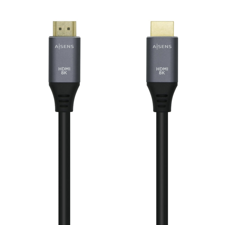 AISENS Cable HDMI V2.1 Ultra Alta Velocidad / HEC 8k@60Hz 48Gbps. A/M-A/M. Gris/Negro. 2.0m