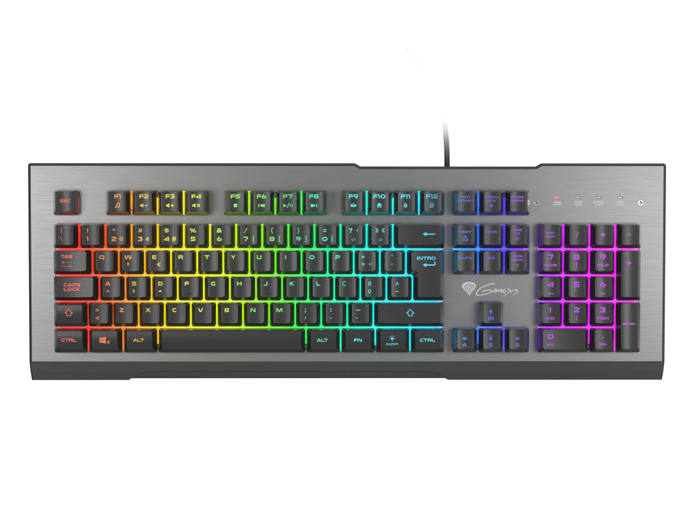 GENESIS Rhod 500 RGB teclado Juego USB QWERTY Portugués Negro. Plata