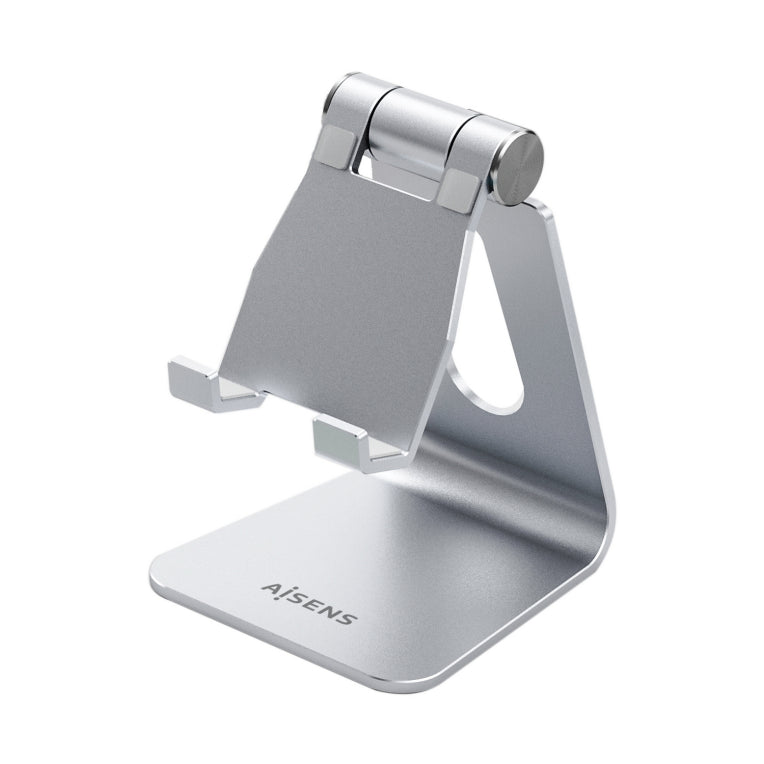 AISENS Soporte De Sobremesa Tamaño M Ajustable (1 Pivote) Para Movil / Tablet. Plata