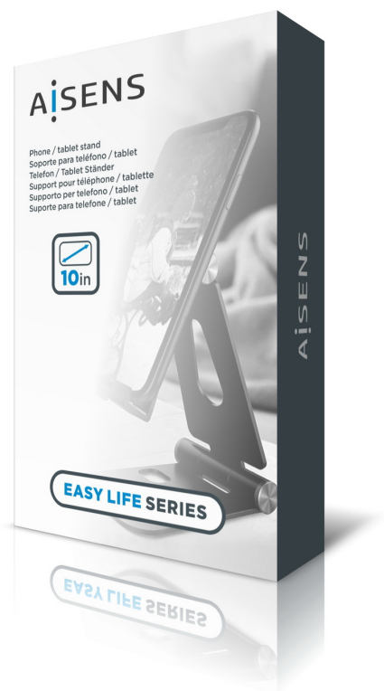 AISENS Soporte De Sobremesa Tamaño XL Ajustable (2 Pivotes) Para Movil / Tablet. Plata - detalle
