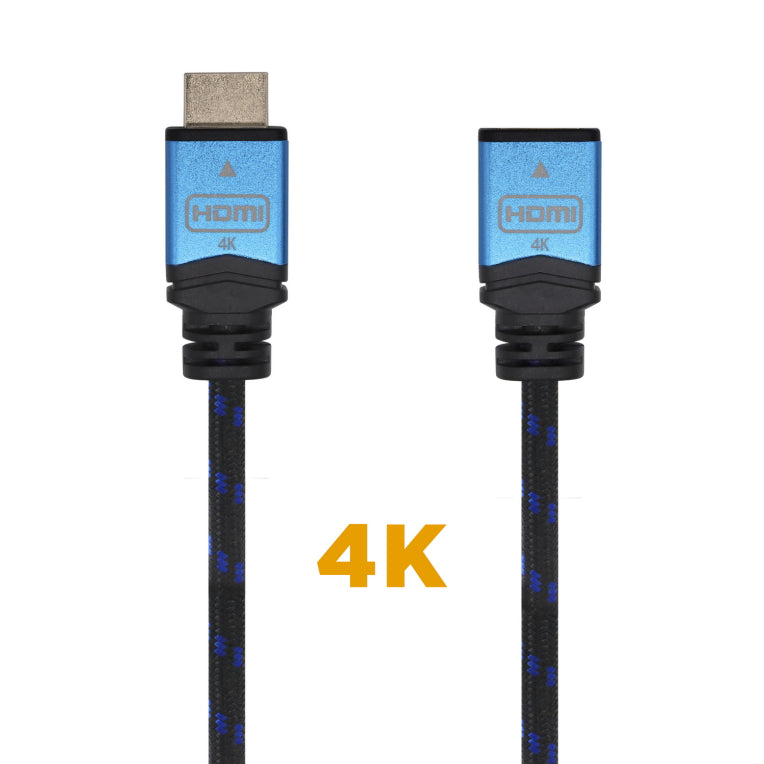 AISENS Cable HDMI V2.0 Prolongador Premium Alta Velocidad / HEC 4K@60Hz 18Gbps. A/M-A/H. Negro/Azul. 1.0m
