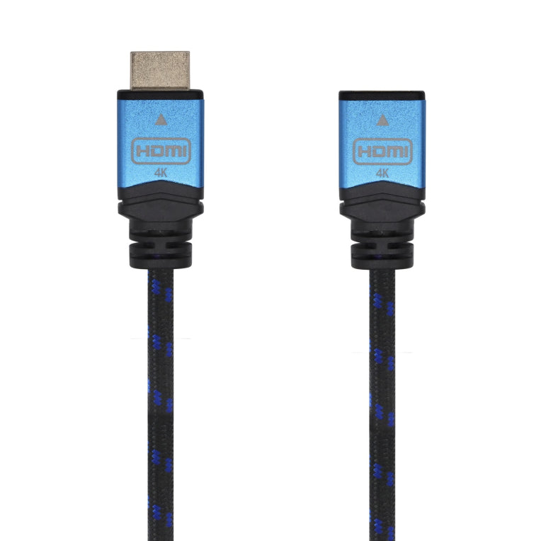 AISENS Cable HDMI V2.0 Prolongador Premium Alta Velocidad / HEC 4K@60Hz 18Gbps. A/M-A/H. Negro/Azul. 2.0m
