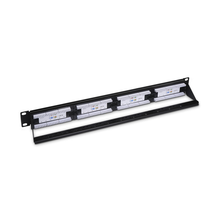 AISENS Panel De Parcheo De 24 Puertos RJ45 Cat.6 UTP. 19" 1U Dual IDC Con Gestion De Cables. Negro