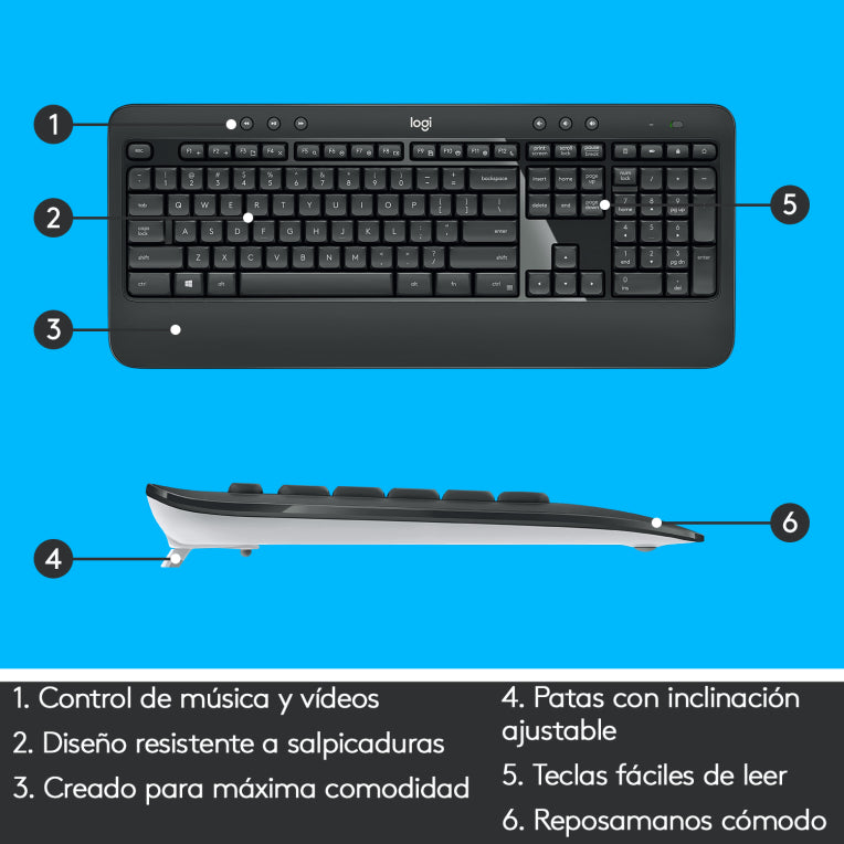 Logitech 920-008680 teclado Ratón incluido Universal RF inalámbrico QWERTY Español Negro. Blanco