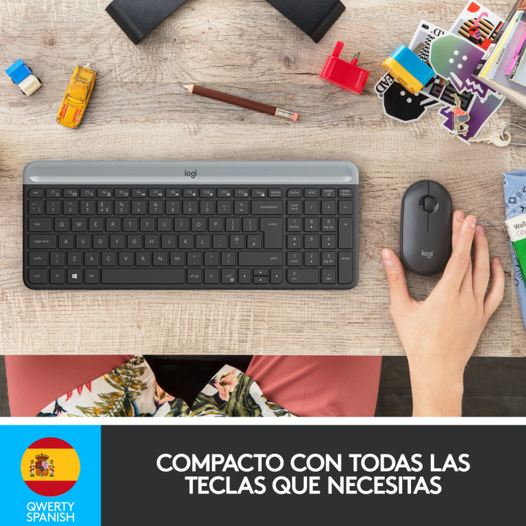 Logitech 920-009198 teclado Ratón incluido Universal RF inalámbrico QWERTY Español Grafito