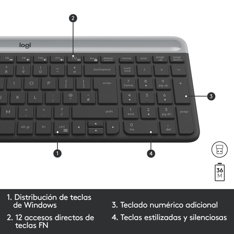 Logitech 920-009198 teclado Ratón incluido Universal RF inalámbrico QWERTY Español Grafito