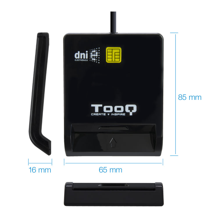 TooQ Lector de Tarjetas Inteligentes DNIe SIM USB-C. Negro