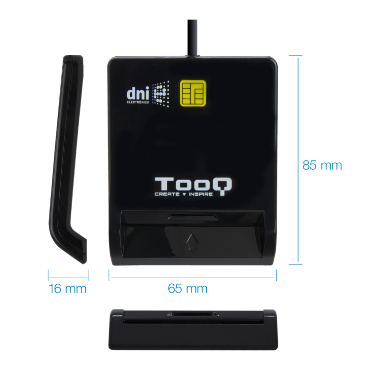 TooQ Lector de Tarjetas Inteligentes DNIe SIM USB-C. Negro - detalle