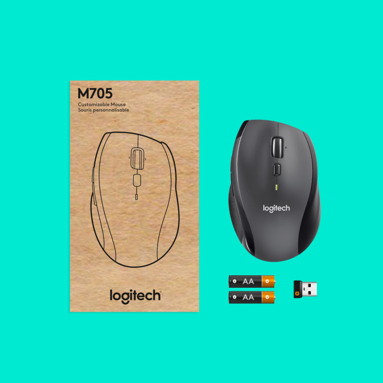 Logitech Customizable Mouse M705 ratón Oficina mano derecha RF inalámbrico Óptico 1000 DPI