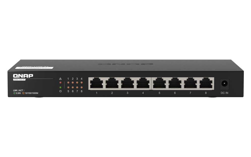 QNAP QSW-1108-8T switch No administrado 2.5G Ethernet (100/1000/2500) Negro - detalle
