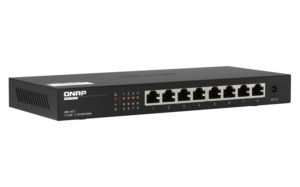 QNAP QSW-1108-8T switch No administrado 2.5G Ethernet (100/1000/2500) Negro - detalle