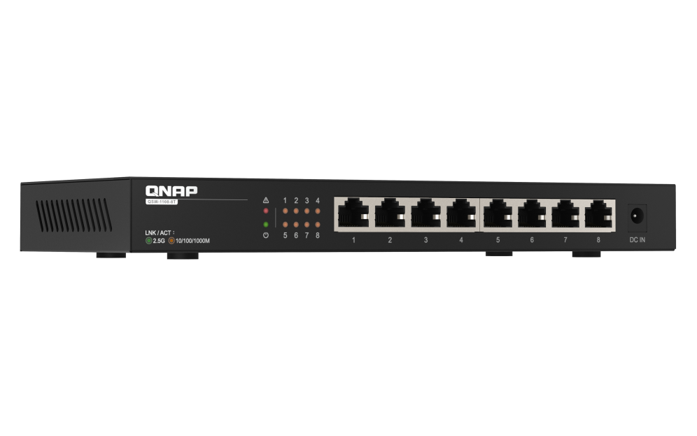 QNAP QSW-1108-8T switch No administrado 2.5G Ethernet (100/1000/2500) Negro - detalle