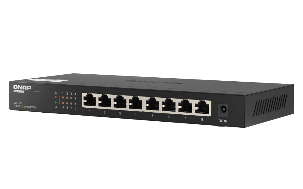 QNAP QSW-1108-8T switch No administrado 2.5G Ethernet (100/1000/2500) Negro - detalle