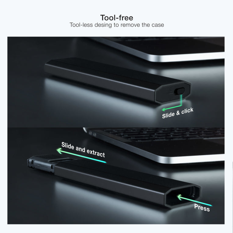 Carcasa externa TooQ Shura para unidade de estado sólido (SSD) negra M.2