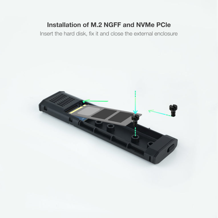 Carcasa externa TooQ Shura para unidade de estado sólido (SSD) negra M.2