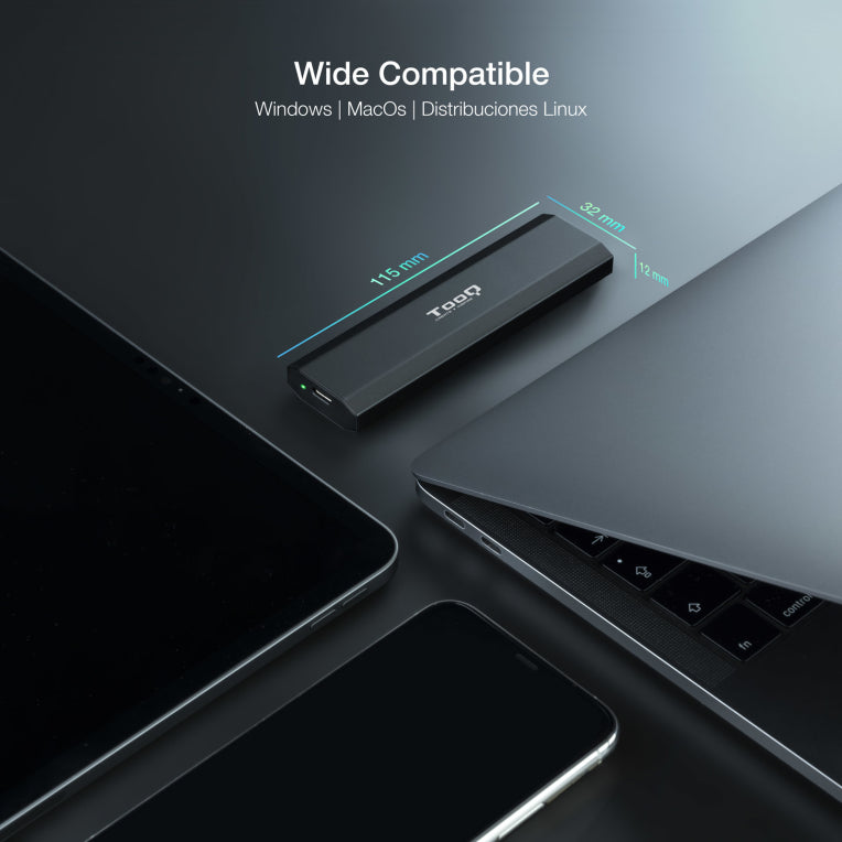 Carcasa externa TooQ Shura para unidade de estado sólido (SSD) negra M.2