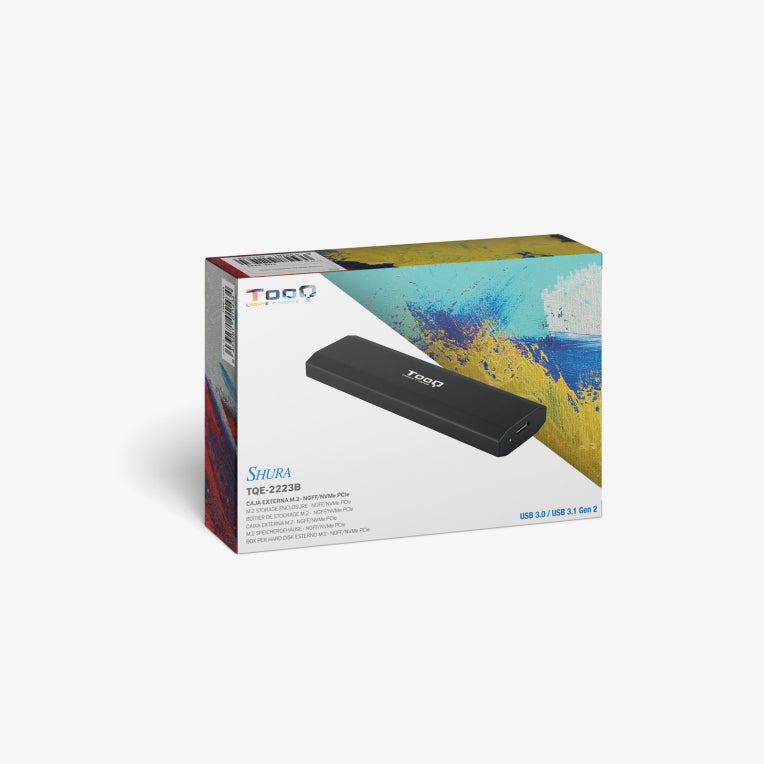 Carcasa externa TooQ Shura para unidade de estado sólido (SSD) negra M.2