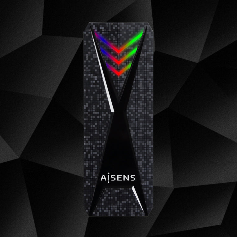 Caixa externa AISENS M.2 (NGFF) RGB Gaming ASM2-RGB013B NVMe a USB3.2 Gen2. Negra
