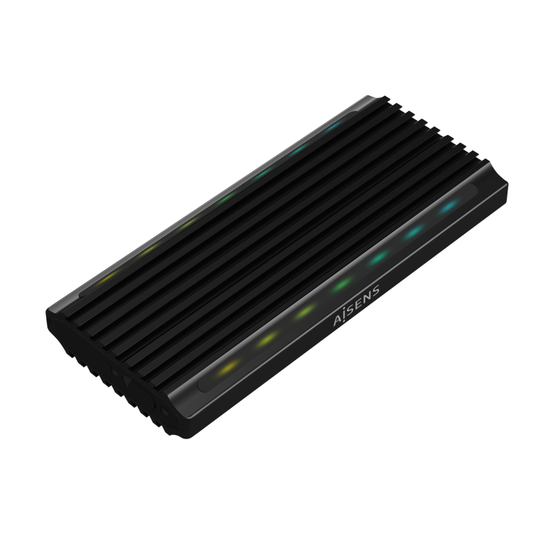 AISENS Caja Externa M.2 RGB Gaming ASM2-RGB012B SATA/NVMe A USB3.1 Gen2. Negra - detalle