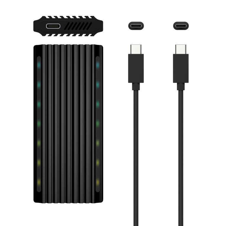 AISENS Caja Externa M.2 RGB Gaming ASM2-RGB012B SATA/NVMe A USB3.1 Gen2. Negra - detalle