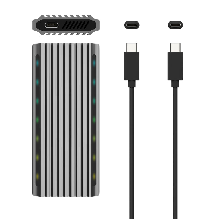 Caixa externa para xogos AISENS M.2 RGB ASM2-RGB011GR SATA/NVMe a USB3.1 Gen2. Gris