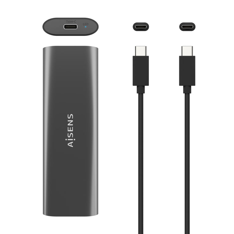 Carcasa para disco duro externo AISENS ASM2-015GR, carcasa para unidade de estado sólido (SSD) M.2, gris