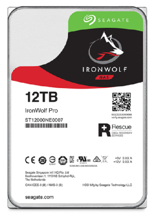 Seagate IronWolf Pro ST12000NT001 disco duro interno 12 TB 7200 RPM 256 MB 3.5" Serial ATA III - detalle