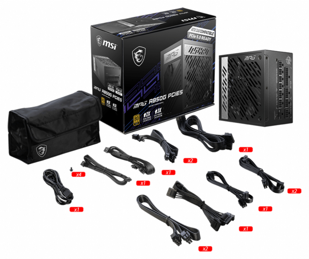 MSI MPG A850G PCIE5 unidad de fuente de alimentación 850 W 24-pin ATX ATX Negro - detalle