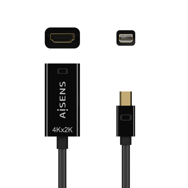 AISENS Conversor Mini DP V1.2 a HDMI V1.4 4K@30Hz. MDP/M-HDMI A/H. Negre. 15CM