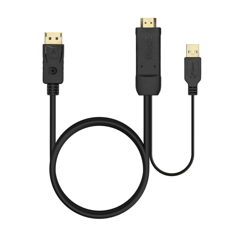 AISENS Cable Conversor Activo HDMI 2.0 + USB Alim. a DISPLAYPORT V1.2. HDMI/M-USB/M-DP/M. Negro. 1.8M