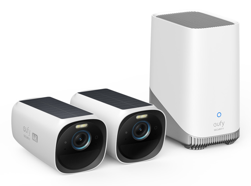 Eufy Kit de 2 cámaras eufyCam 3 de Security. cámara de seguridad 4K con panel solar integrado. IA de reconocimiento facial. cámara de seguridad con almacenamiento local ampliable. cámara exterior con energía constante. foco y visión nocturna en color - de