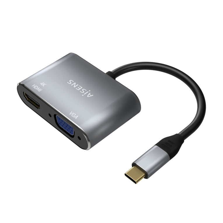 AISENS Conversor USB-C a VGA/HDMI 4K. USB-C/M-VGA/H-HDMI/H. Gris. 15CM
