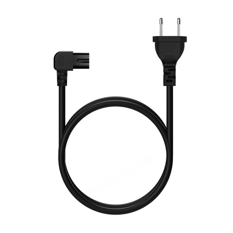 AISENS Cable Alimentación Acodado Forma 8. CEE7/16/M-C7/H. Negro. 1.8M