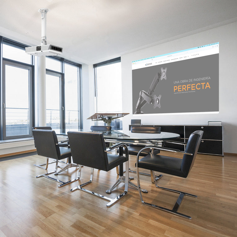 AISENS Soporte Universal Giratorio. Inclinable y Extensible de Techo para Proyector 13.5Kg. Blanco
