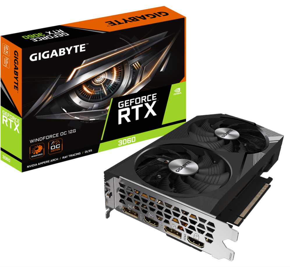 GIGABYTE RTX 3060 Windforce OC 12G NVIDIA GeForce RTX 3060 12 GB GDDR6 - detalle
