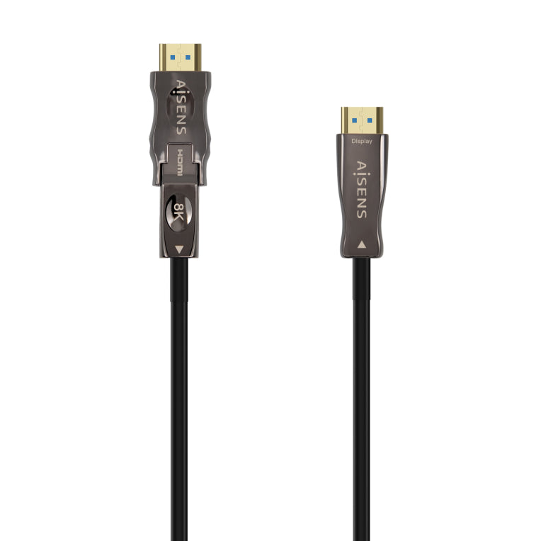 AISENS Cable Hdmi V2.1 AOC Desmontable Ultra Alta Velocidad / Hec 8K@60Hz 4K@120Hz 4:4:4 48Gbps. A/M-D/A/M. Negro. 15M