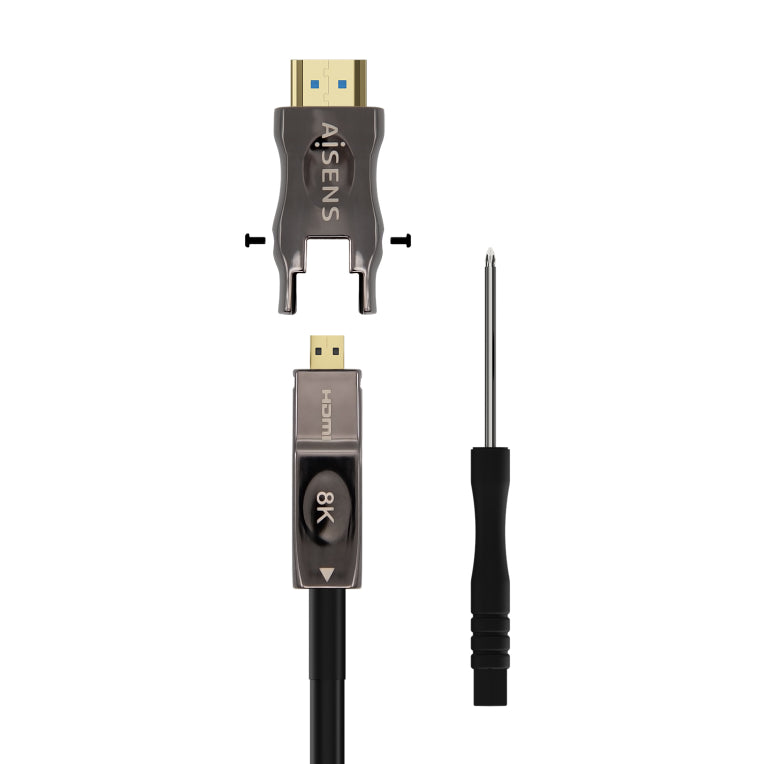 AISENS Cable Hdmi V2.1 AOC Desmontable Ultra Alta Velocidad / Hec 8K@60Hz 4K@120Hz 4:4:4 48Gbps. A/M-D/A/M. Negro. 15M