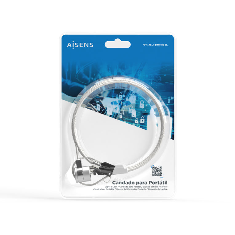 AISENS Cable de Seguridad con Cerradura de Llave para Ordenador. Monitor. Portatil 1.5 m