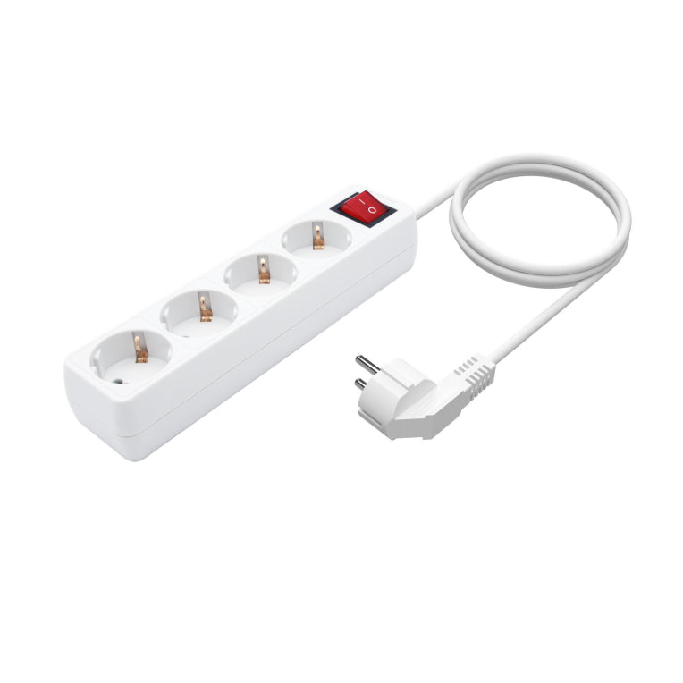 AISENS Base Multiple 4 Tomas con Interruptor con Cable 3×1.5mm2. Blanco. 1.4 m