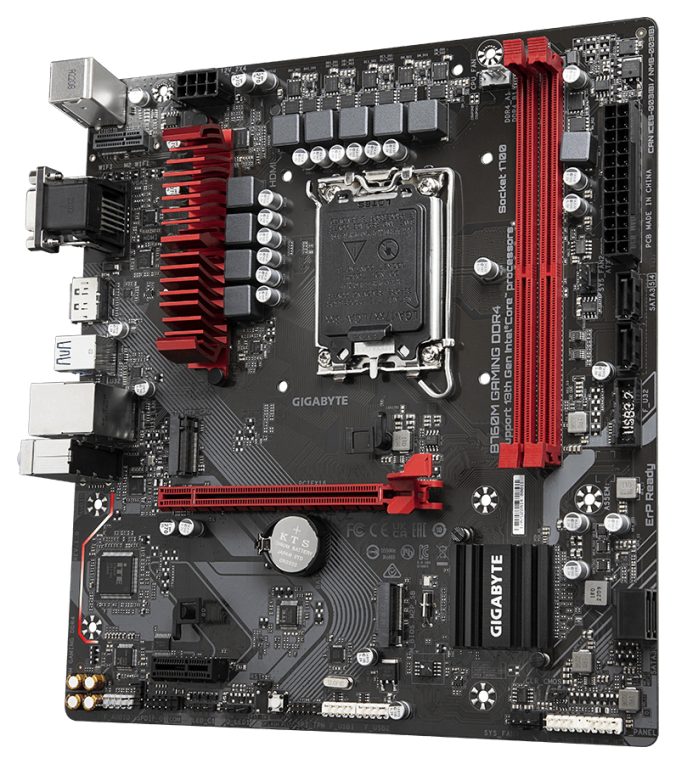 GIGABYTE B760M GAMING DDR4 Placa base - Soporta CPUs Intel Core de 14ª generación. VRM digital de 6+2+1 fases. hasta 5333MHz DDR4 (OC). 2xPCIe 4.0 M.2. LAN 2.5GbE. USB 3.2 Gen1 - detalle