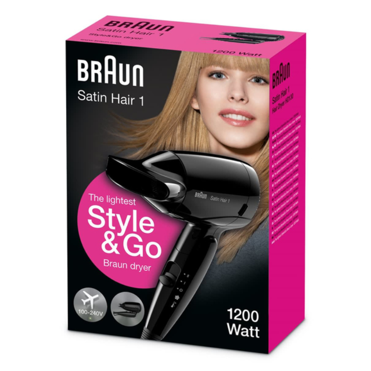 Braun HD130 secador 1200 W Negro - detalle