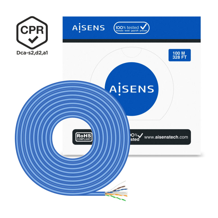 AISENS Cable de Red RJ45 LSZH CPR Dca CAT.6 UTP AWG24. Azul. 100 m