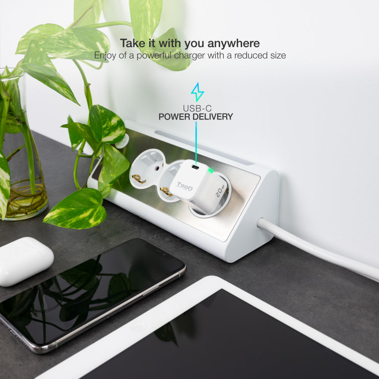 TooQ Cargador de Pared USB-C PD20W. Blanco