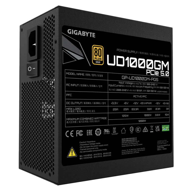 GIGABYTE UD1000GM PG5 unidad de fuente de alimentación 1000 W 20+4 pin ATX ATX Negro - detalle
